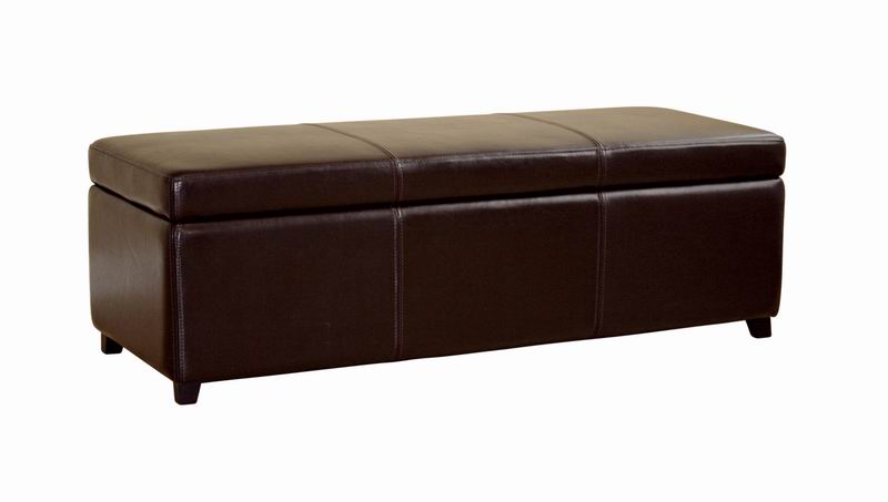 Brown leather storage deals ottoman